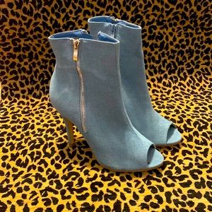 Denim Peep Toe Heels